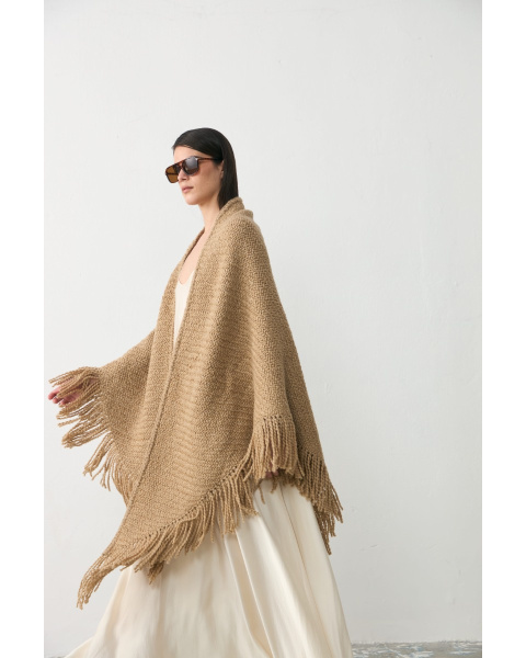 Fringed Wrap Huella in Beige
