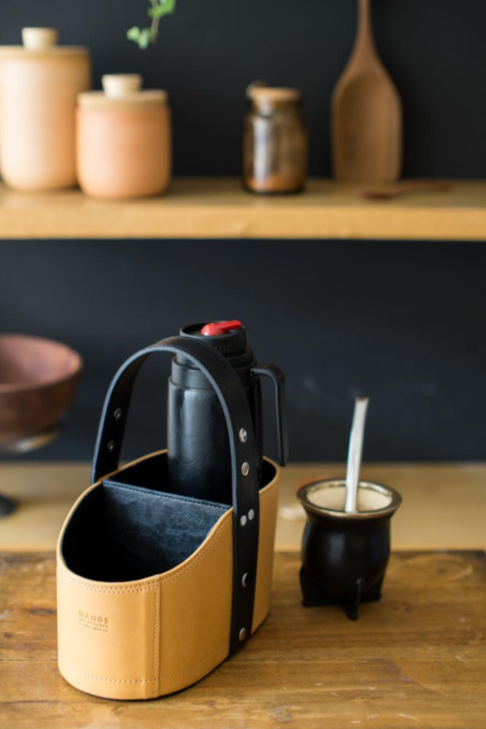 Leather Matera with Handle in Brown