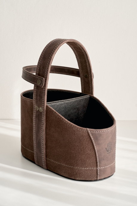 Dark Brown Leather Car Matera with Strap 
