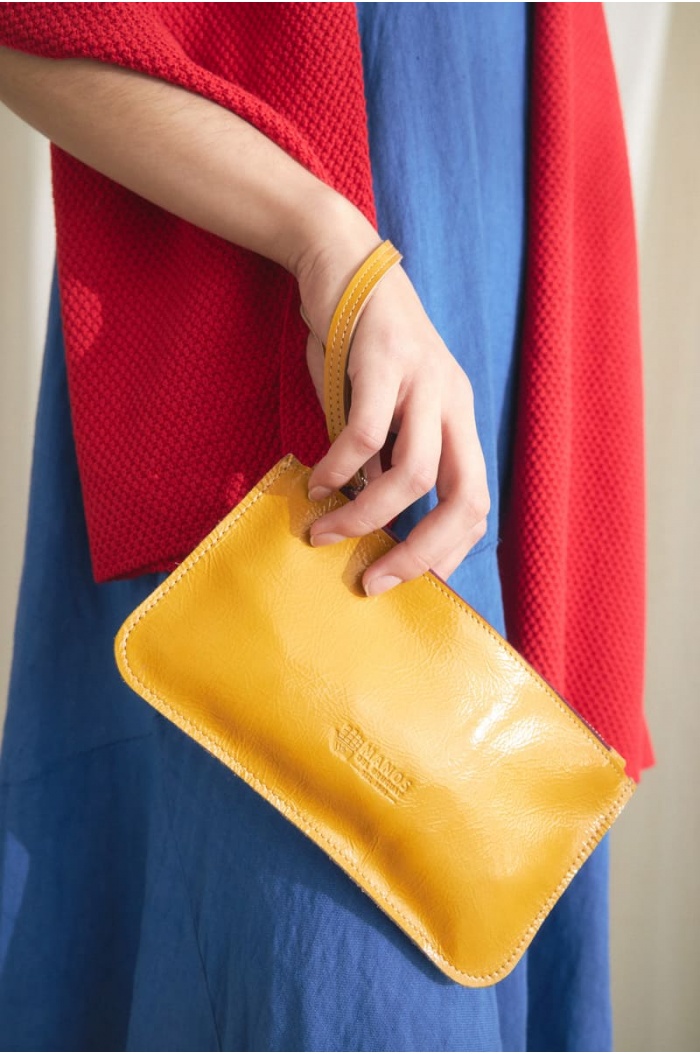 Patent Leather Clutch Bag in Yellow