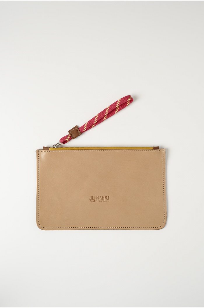 Leather Clutch Bag in Off-white