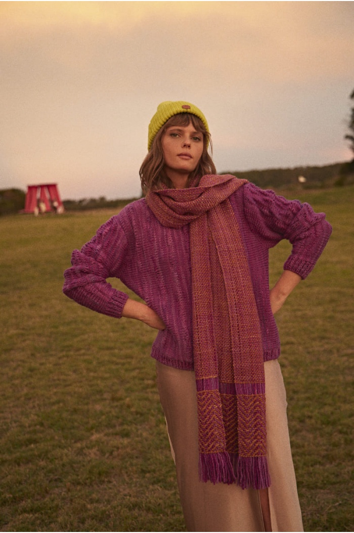 Pitanga Long Scarf in Violet and Ocher