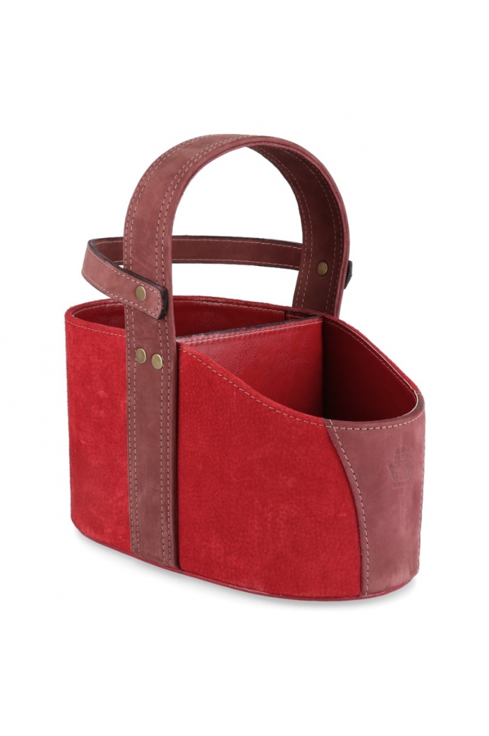 Red Leather Car Matera with Strap 