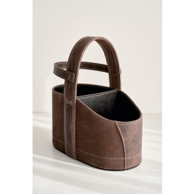 Dark Brown Leather Car Matera with Strap 